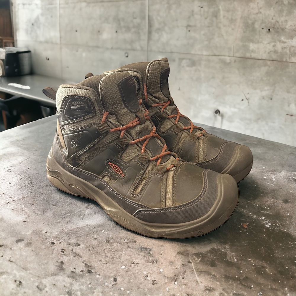 Keen Men's Brown Hiking Boots with Orange Accents